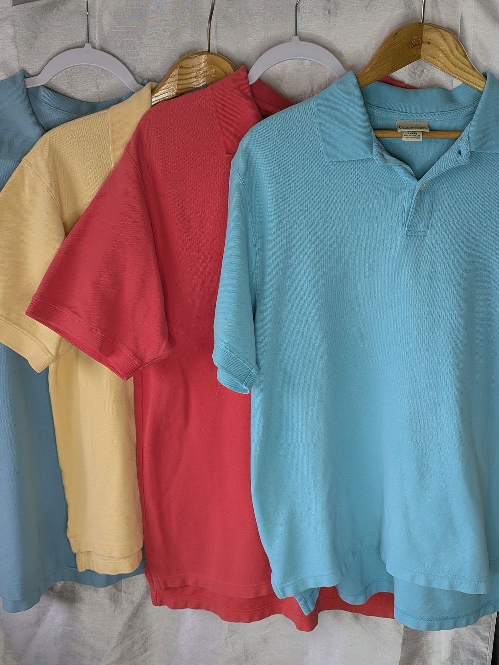 L.L.Bean Men's M Polo Shirt 100% Cotton Short Sleeve Red Blue Yellow bundle 4